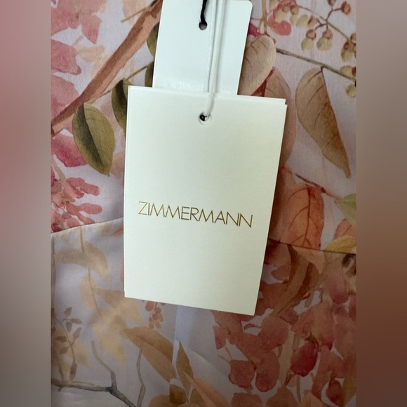 Zimmermann Botanica Silk Floral Midi Dress Pink Ruched NWT Size 1 (US 4) - Picture 10 of 12